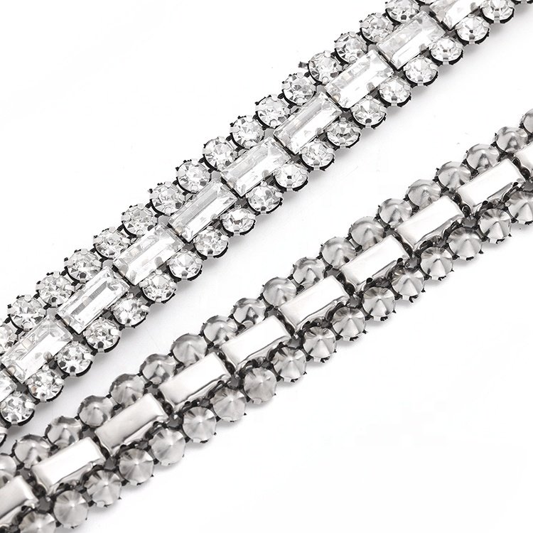 Rectangular glass mesh drill hat belt shoulder strap accessories crystal fringe trim