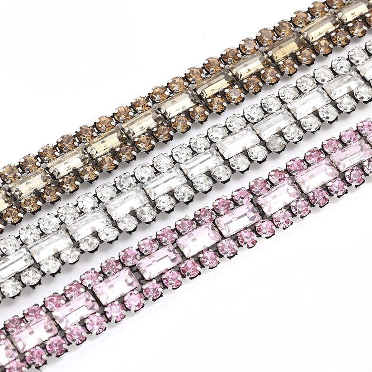 Rectangular glass mesh drill hat belt shoulder strap accessories crystal fringe trim