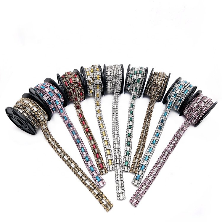 Rectangular glass mesh drill hat belt shoulder strap accessories crystal fringe trim