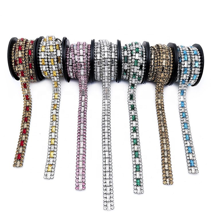 Rectangular glass mesh drill hat belt shoulder strap accessories crystal fringe trim