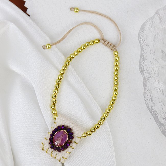 High quality Vintage Religious Virgin Mary 18K gold plated Cross Color Oil Drop accessories women Jewelry brass bracelets