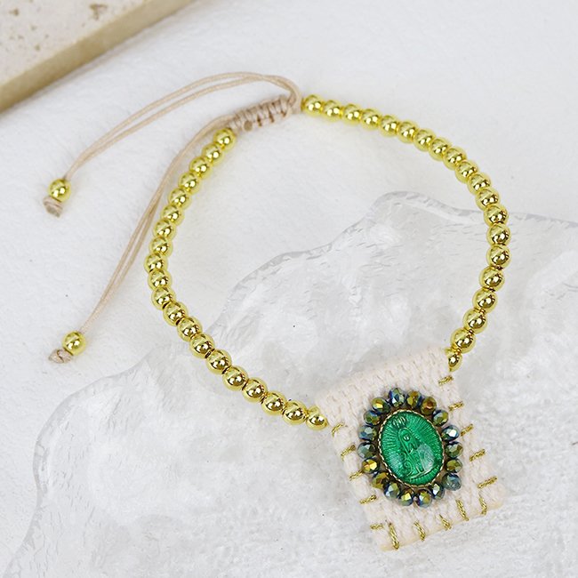 High quality Vintage Religious Virgin Mary 18K gold plated Cross Color Oil Drop accessories women Jewelry brass bracelets