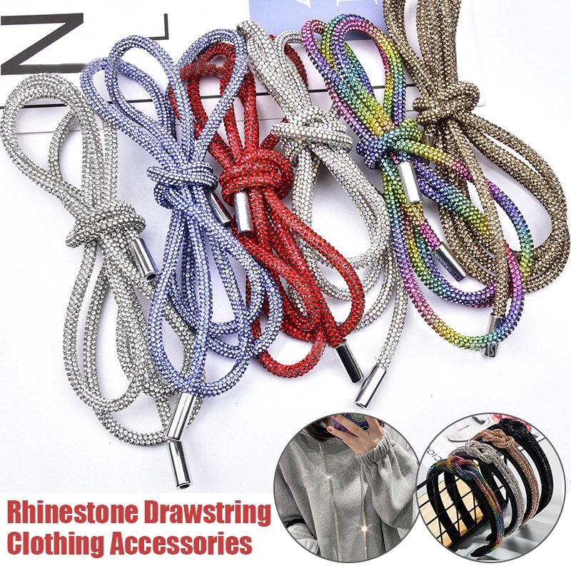 Popular Dense Diamond Tube Chain Fashion Round Rhinestone Shoelaces Diy Trouser Hoodie Glass Rope Drawstring Trims Clothing Belt