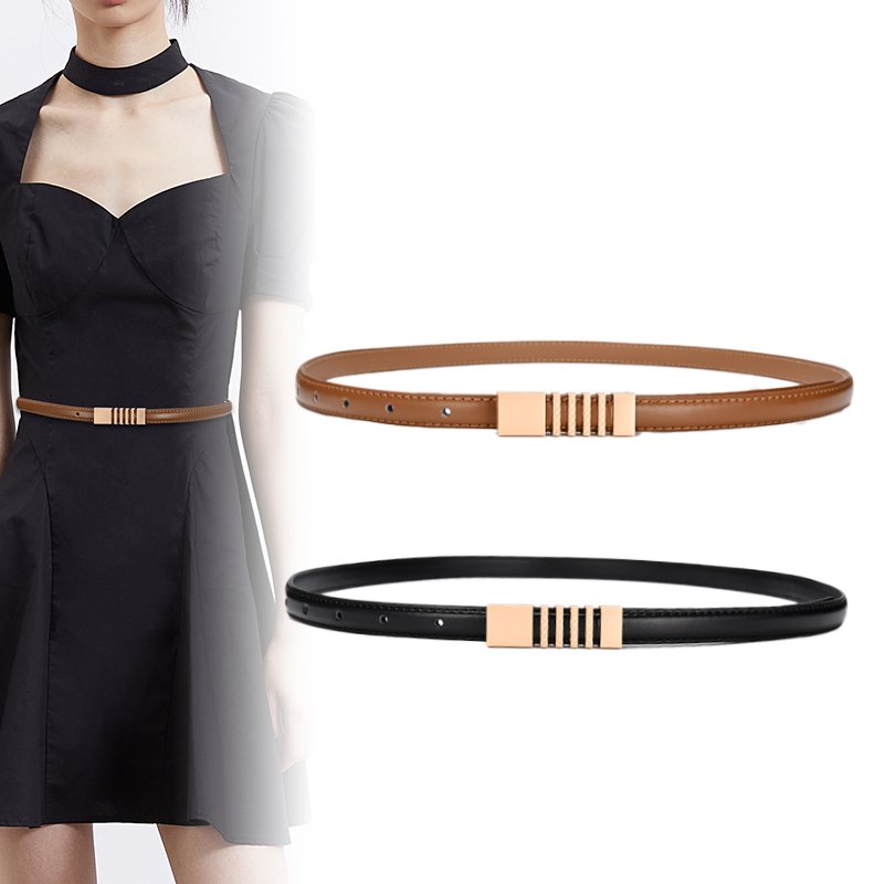 Women Female Faux Leather Belts Candy Color Thin Waistband Adjustable Belt Fashion Women Dress Strap