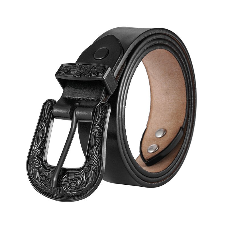 Spot on sale Women's Vintage Western Denim Belt with Genuine Cowhide Leather for Overcoat Custom Logo Ladies' Fashion belt