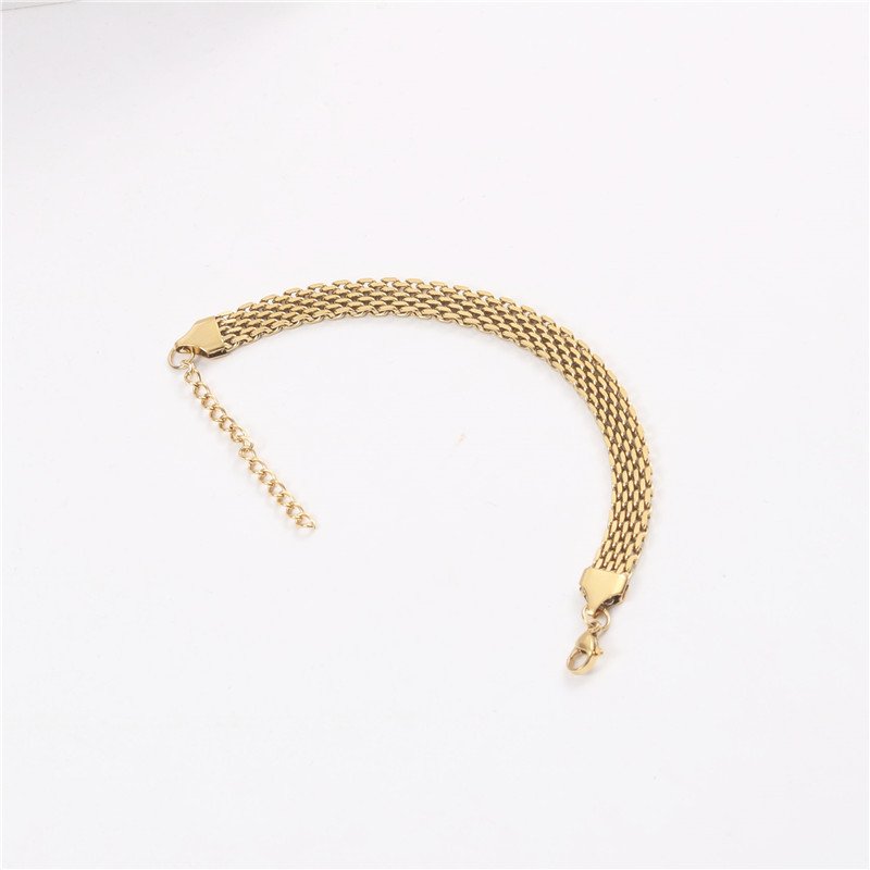 New Style Wide Thick Belt Chain Bracelet Women's 18K Gold Plated Stainless Steel Mesh Bracelet Women