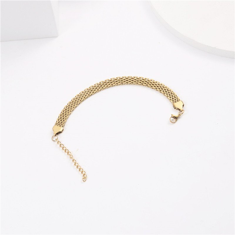 New Style Wide Thick Belt Chain Bracelet Women's 18K Gold Plated Stainless Steel Mesh Bracelet Women