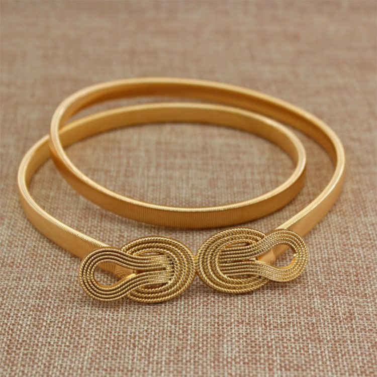 Wholesale Metal luxury Women Belt Alloy Rose Buckle Thin Waist Chain Belt Ladies Dress Waistband