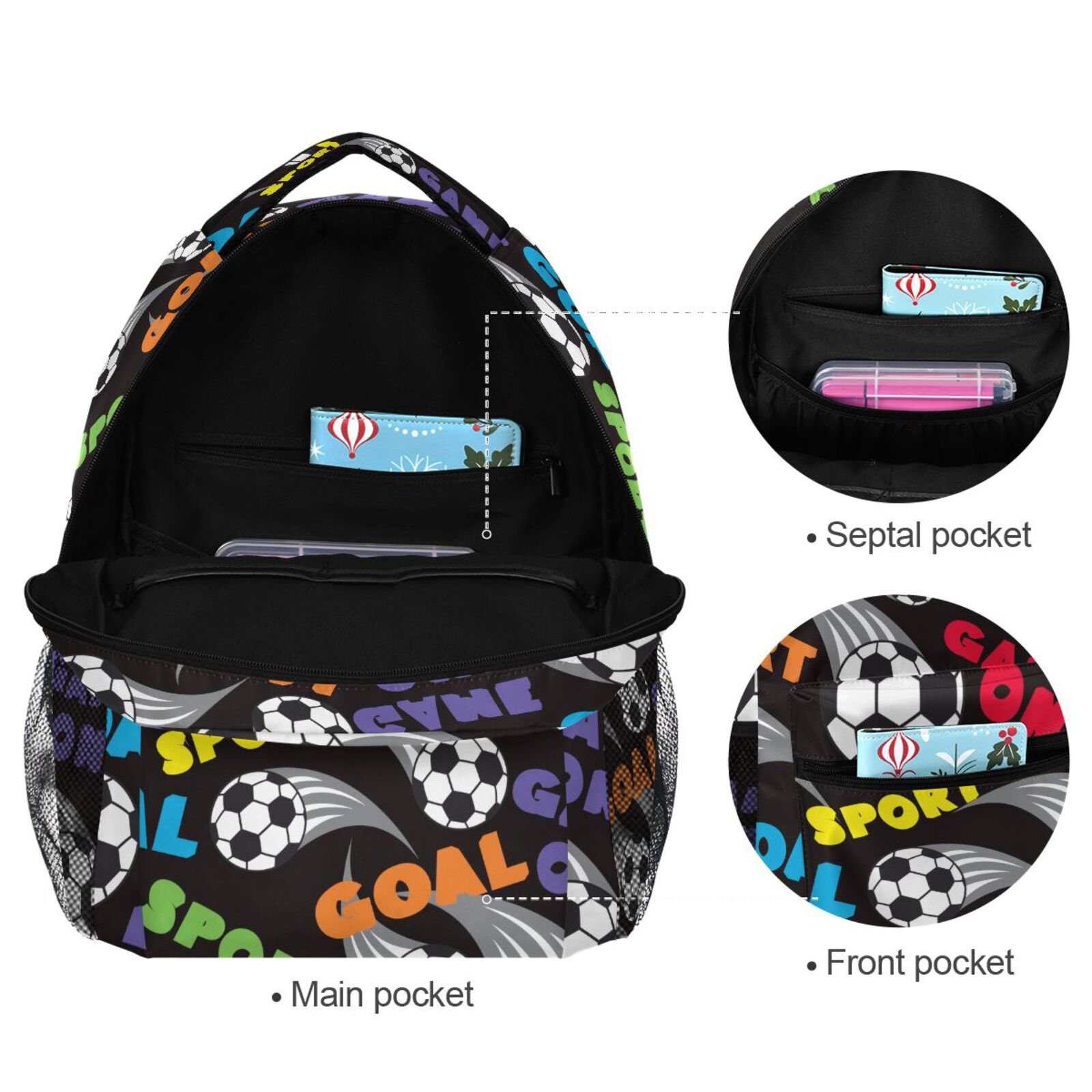 New Arrival Wholesale Customized Soccer Print Lightweight Durable Casual Sports Backpack For Adults Students