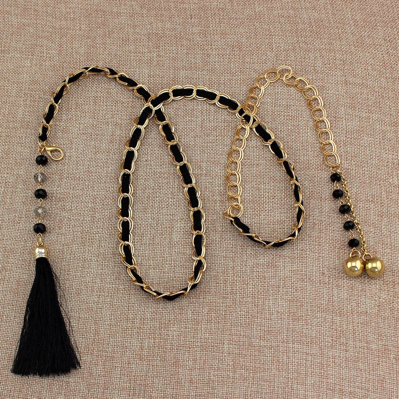 Metal Wear With Waist Chain Women's Stylish Dress Fringe Pendant Decorated Body