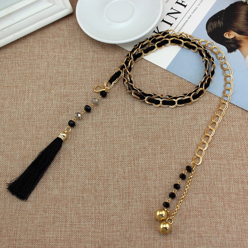 Metal Wear With Waist Chain Women's Stylish Dress Fringe Pendant Decorated Body