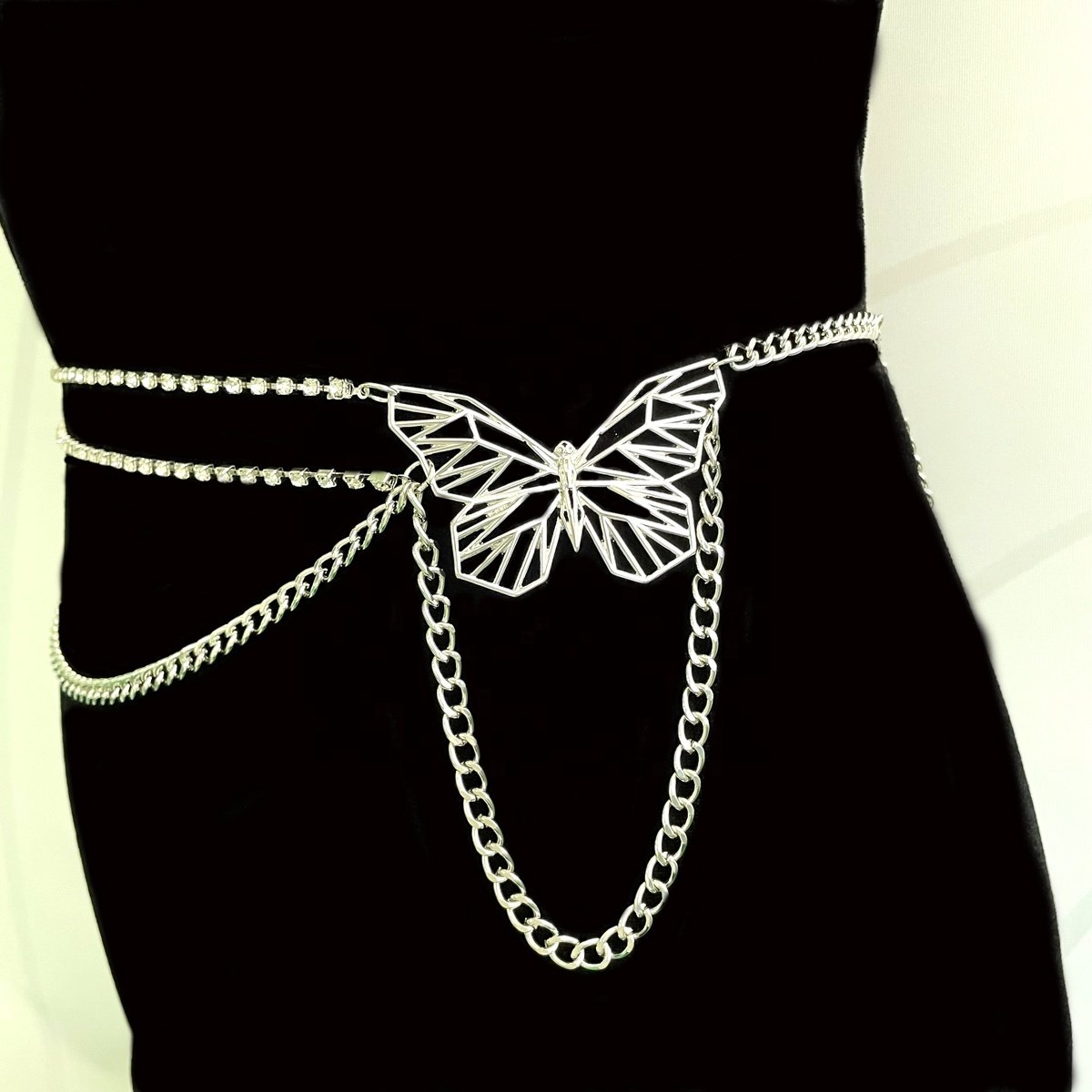 Luxury Customized Waist Belly Chain Bling Shiny Rhinestone Crystal Butterfly chain Belts forn women
