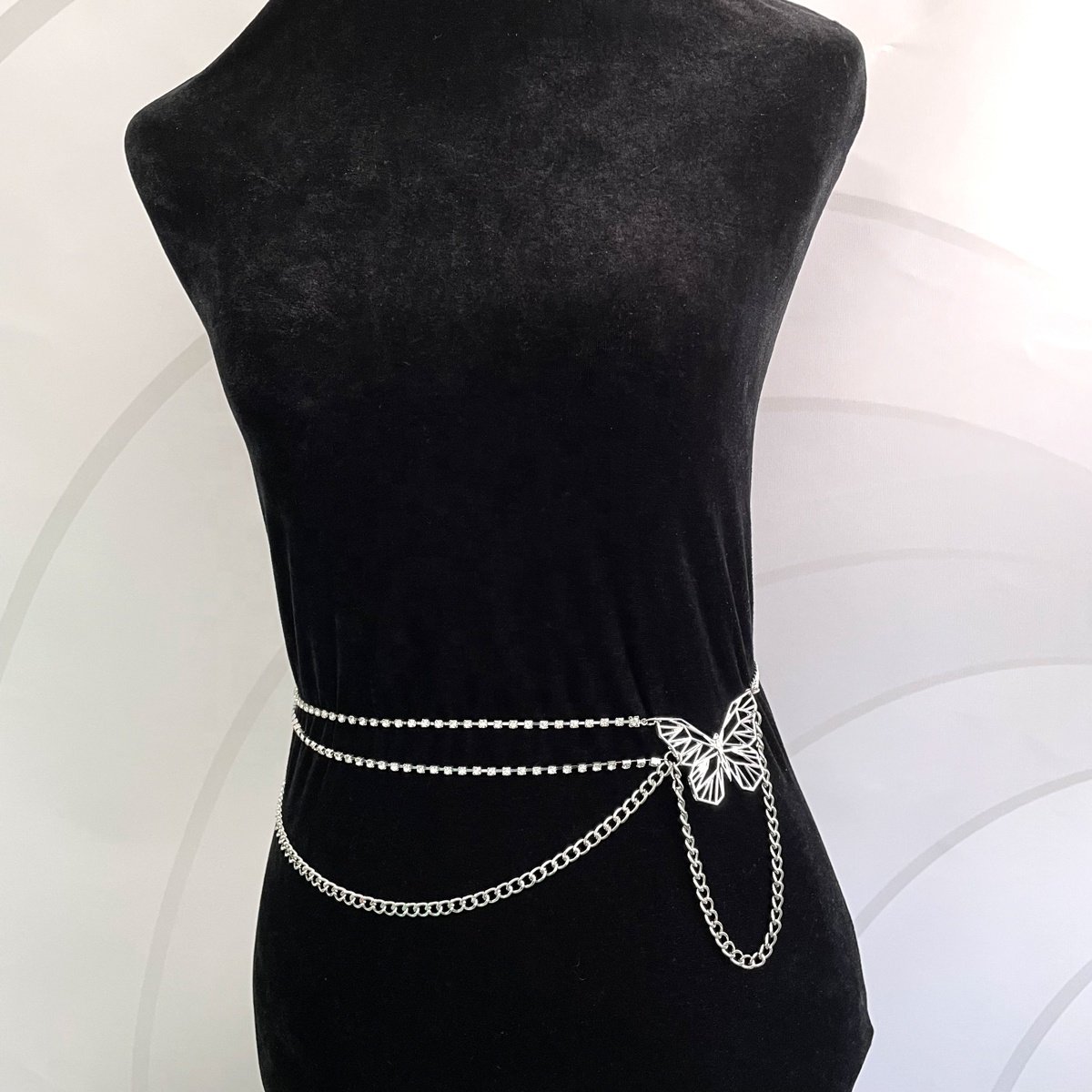 Luxury Customized Waist Belly Chain Bling Shiny Rhinestone Crystal Butterfly chain Belts forn women