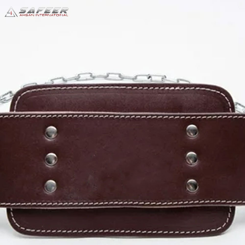 Custom Logo Leather Dip Belts Weight Lifting Dip Belt With Chain Belt With Chain Gym For Men Women
