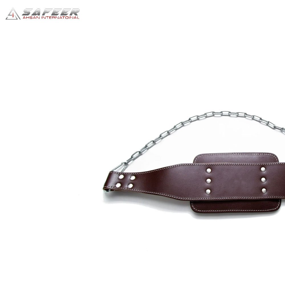 Custom Logo Leather Dip Belts Weight Lifting Dip Belt With Chain Belt With Chain Gym For Men Women