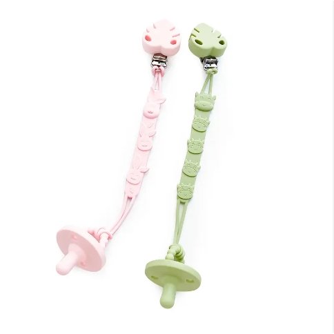 Cartoon animal baby teeth safety belt without bisphenol A stretchable mouth chain baby silicone pacifier clip chain