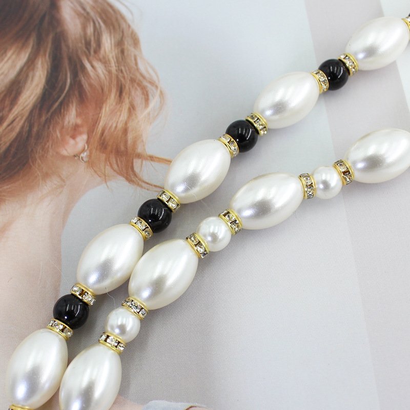 Pearl Chain Belt For Dress Gold Metal Black White Pearl Crystal Beaded Waist Belt Lady