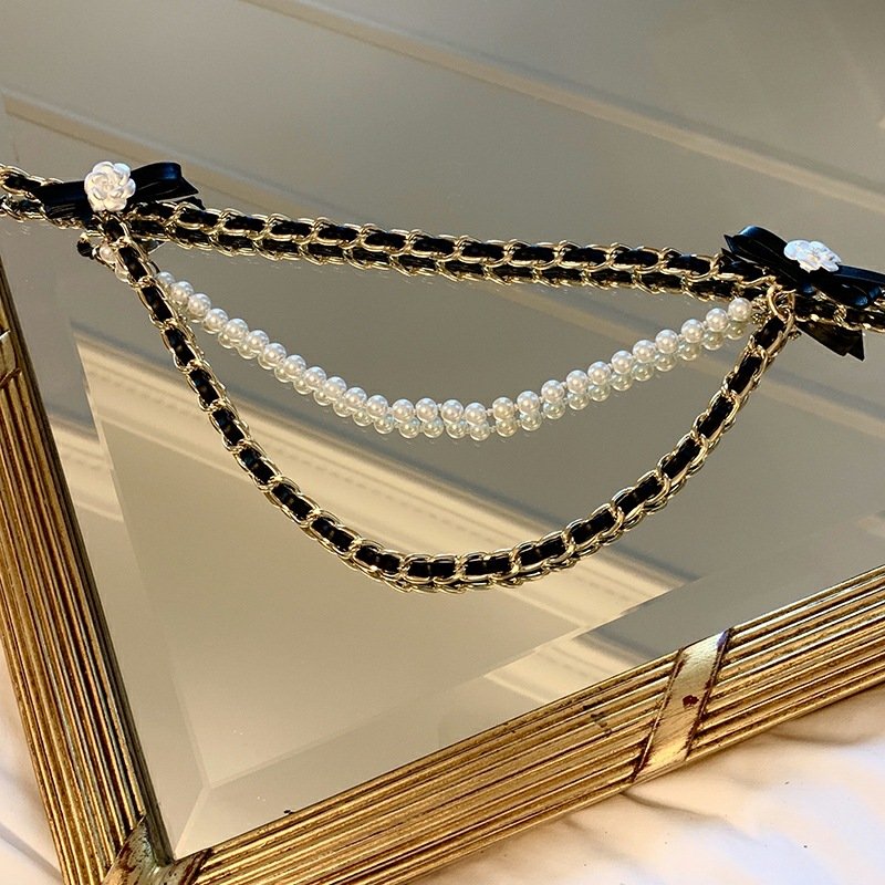 Fashion Multi-layer Braided Pearl Beaded Waist Chain Belt Women Waist With PU Strap Chain Belt For Ladies Dress Decorations