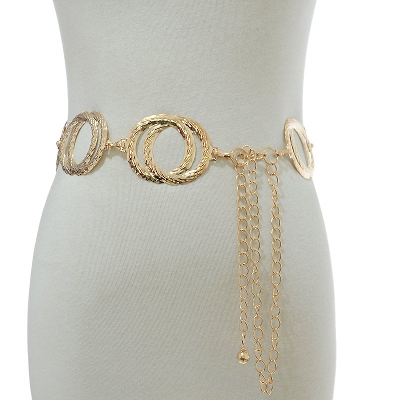 Women's Western Oval Turquoise Stone Concho Chain Belt Retro Lady Jewelry