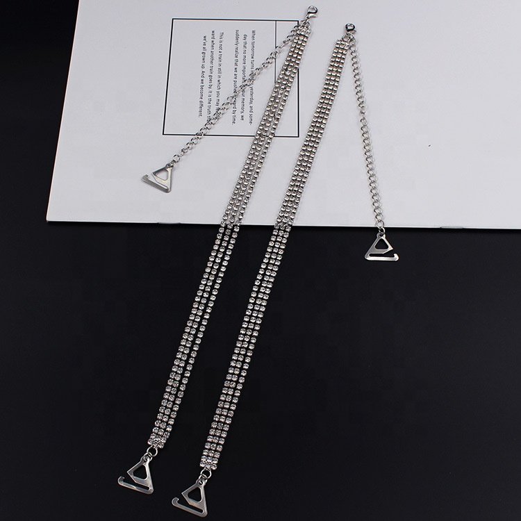 DN-002 Factory Direct Wholesale Underwear Bra Accessories Beaded Bra Straps Adjustable Zinc Alloy Buckle Rhinestone Chains Belt