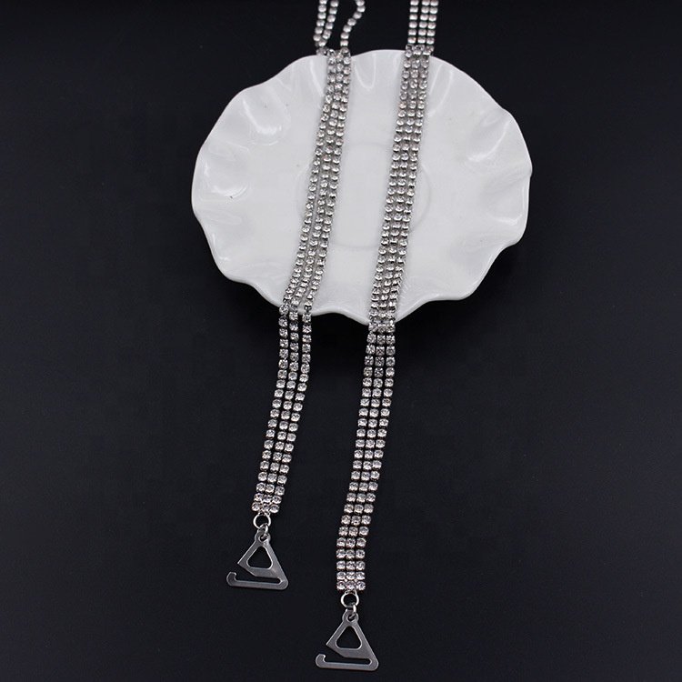 DN-002 Factory Direct Wholesale Underwear Bra Accessories Beaded Bra Straps Adjustable Zinc Alloy Buckle Rhinestone Chains Belt