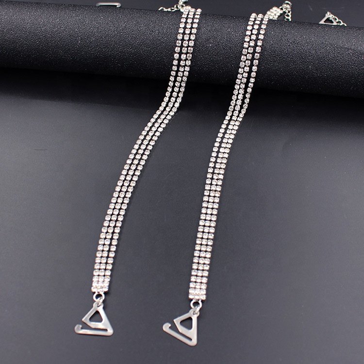 DN-002 Factory Direct Wholesale Underwear Bra Accessories Beaded Bra Straps Adjustable Zinc Alloy Buckle Rhinestone Chains Belt