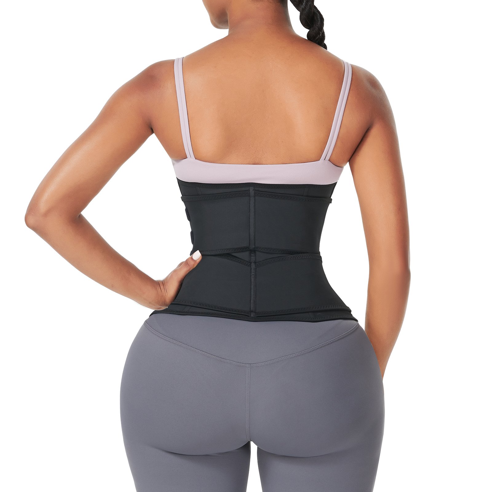 Hexin Wholesale Tummy Trimmer Black Double Belt Waist Trainer High Compression Plus Size Waist Trainer Woman