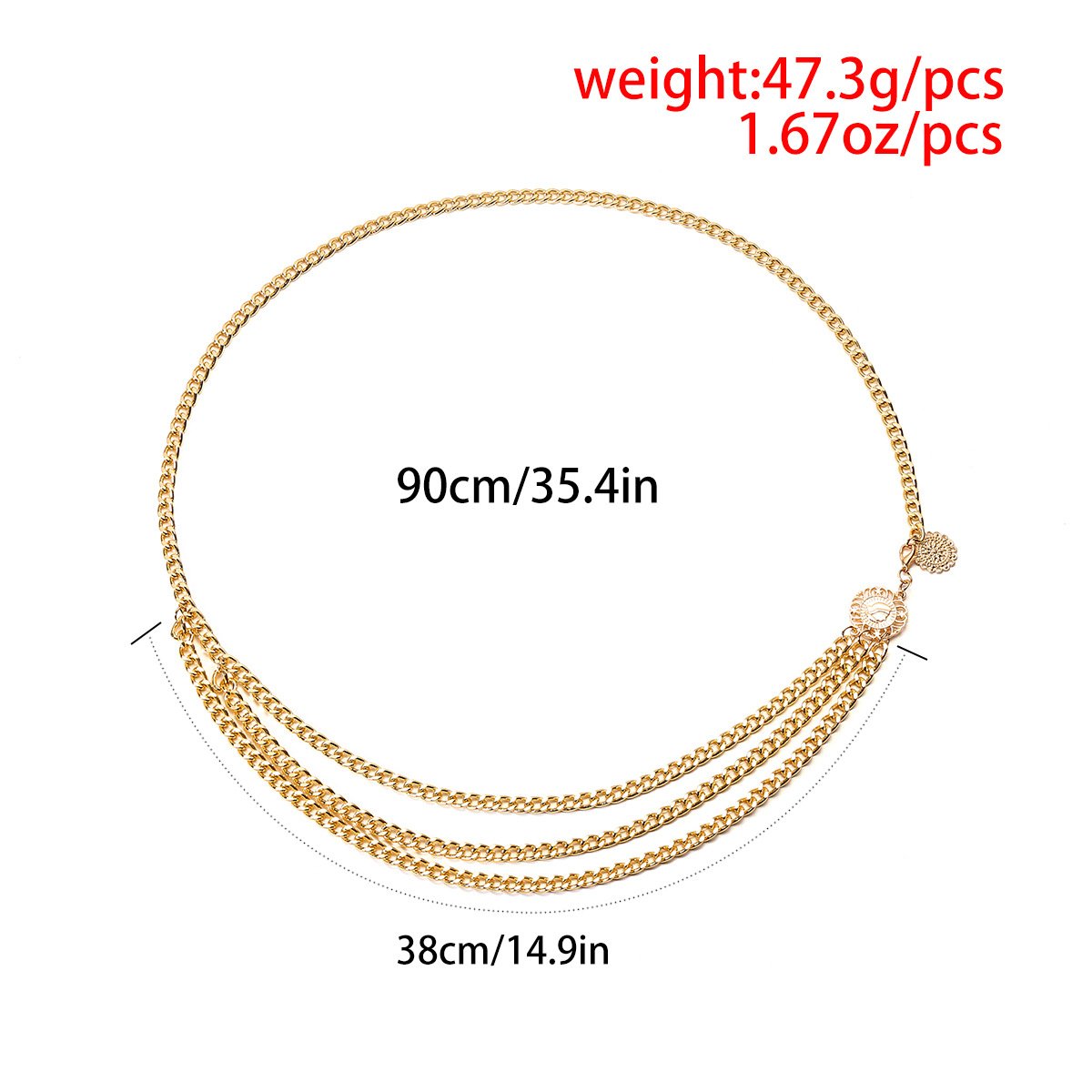 R.Gem. Summer Jewelry Multi Layer Metal Waist Chain Dress Belts Chain Belt Women Waist for Women