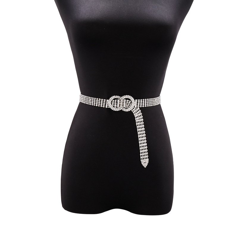 European and American jewelry rhinestone tassels crystal beads diamond women waist chain belt