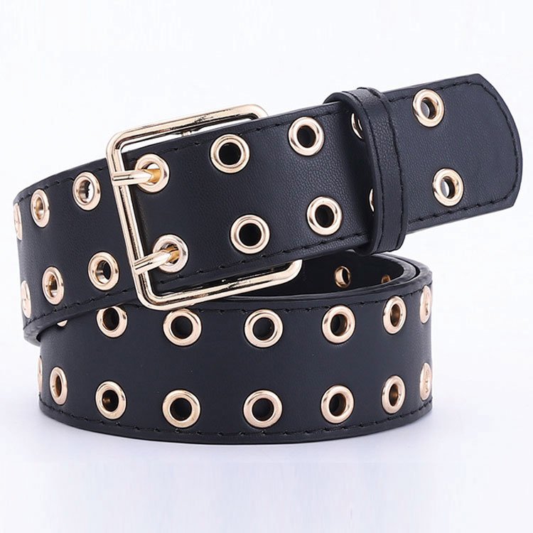2024 Manufacturer's New Full Hole Decoration Fashion Belt Wholesale Latest Fashion Punk Luxury Women's Pu Belt