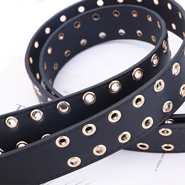 2024 Manufacturer's New Full Hole Decoration Fashion Belt Wholesale Latest Fashion Punk Luxury Women's Pu Belt