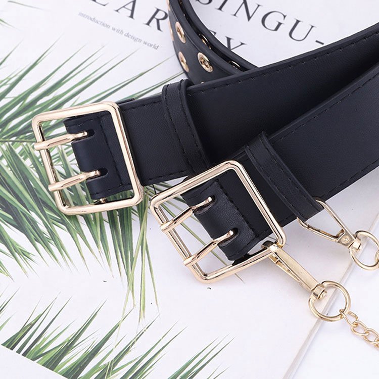 2024 Manufacturer's New Full Hole Decoration Fashion Belt Wholesale Latest Fashion Punk Luxury Women's Pu Belt