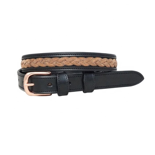 Manufacturers Black Leather Belt With Bling