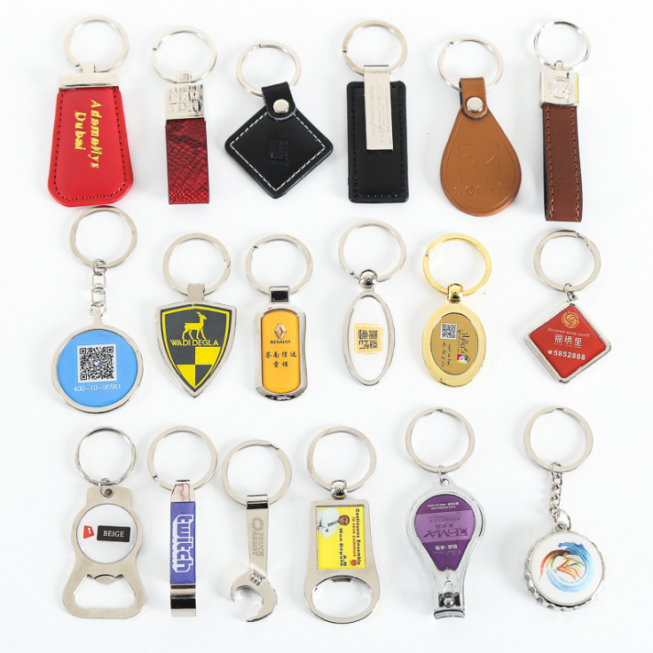 Factory direct sales Zinc Alloy Key chains Iron Metal Custom Soft Hard Enamel key chain PU leather key rings Men's gift