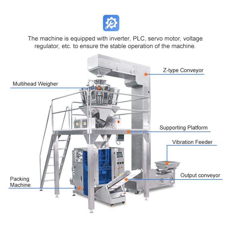 1 Kg Flour Bag Packaging Sugar Wet Walnut Balloon Cement Vegetable Seed Chain Top Labeling Packing Machine