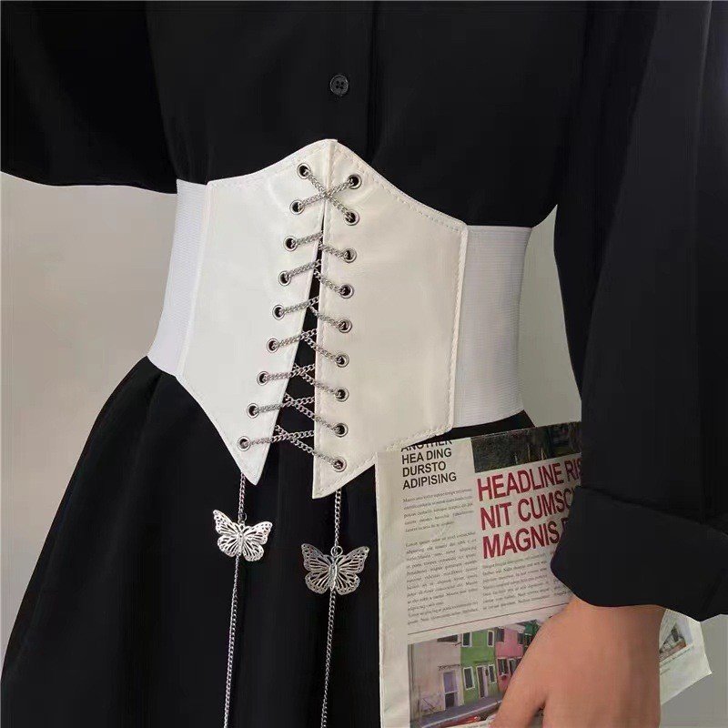 Fashion new strap wide version butterfly chain waist cover sweater skirt designer ladies belt