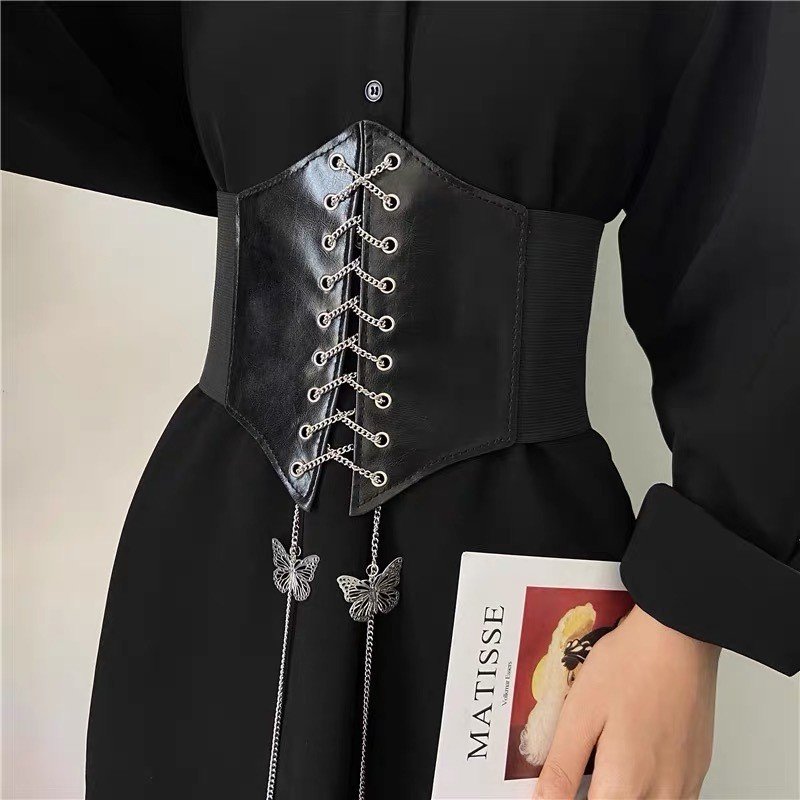 Fashion new strap wide version butterfly chain waist cover sweater skirt designer ladies belt