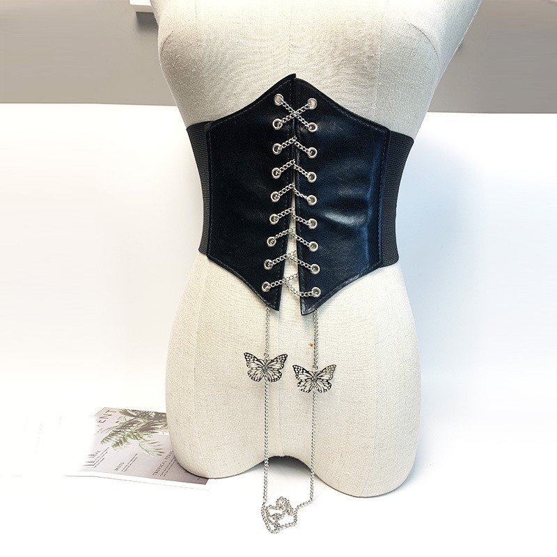 Fashion new strap wide version butterfly chain waist cover sweater skirt designer ladies belt