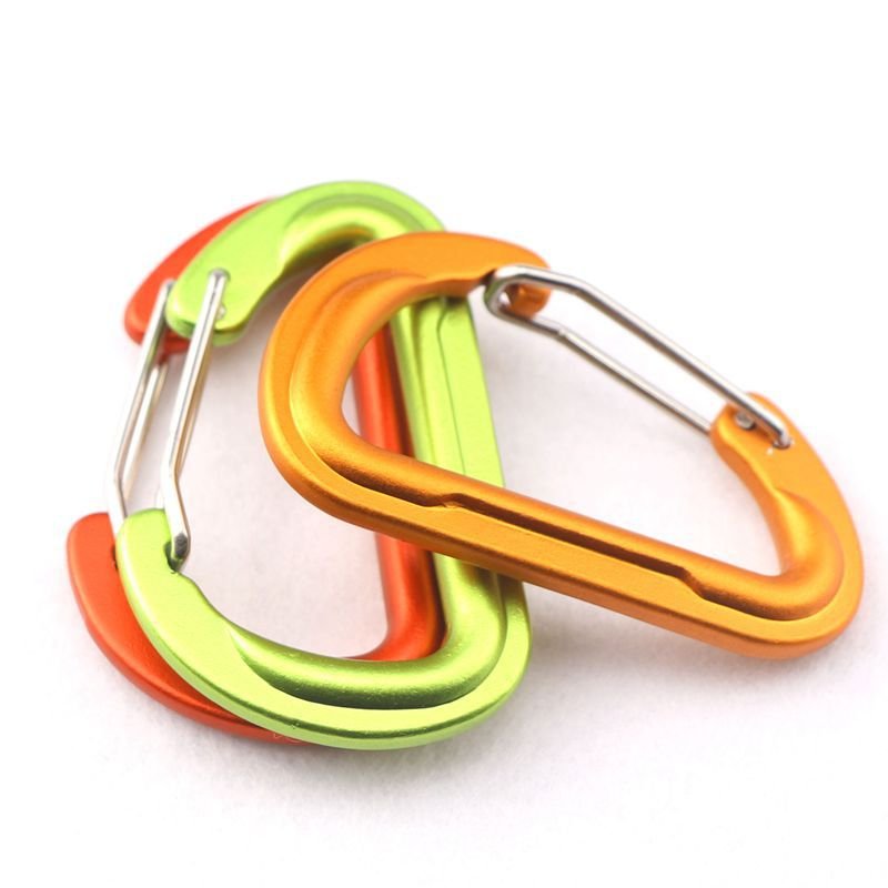 Factory wholesale custom logo small 6cm D shaped flat wire gate carabiner clip limbing carabiner hooks