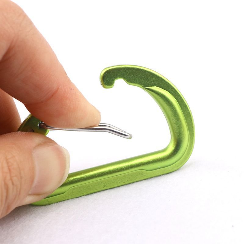 Factory wholesale custom logo small 6cm D shaped flat wire gate carabiner clip limbing carabiner hooks