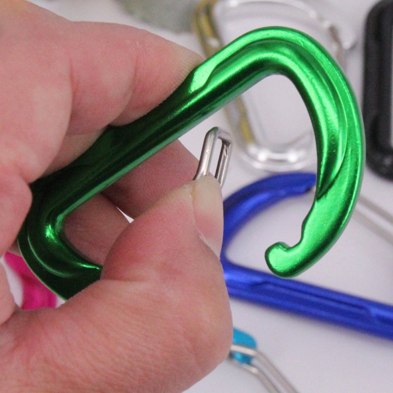 Factory wholesale custom logo small 6cm D shaped flat wire gate carabiner clip limbing carabiner hooks