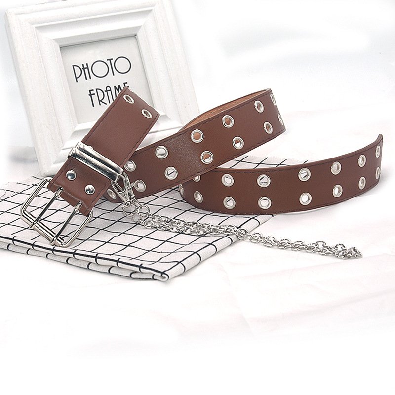 2022 Hot Sale New Fashion Punk Style Unisex Belts Pu Hip Hop Cool Waistband Personality Chain Men Women Belts