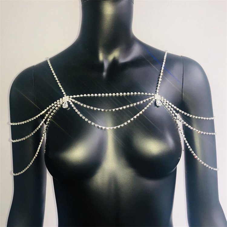 Novel and Fashionable Diamond Studded Shoulder Chain, Trendy and Aesthetically Pleasing Personalized Bride Wedding Diamond Body