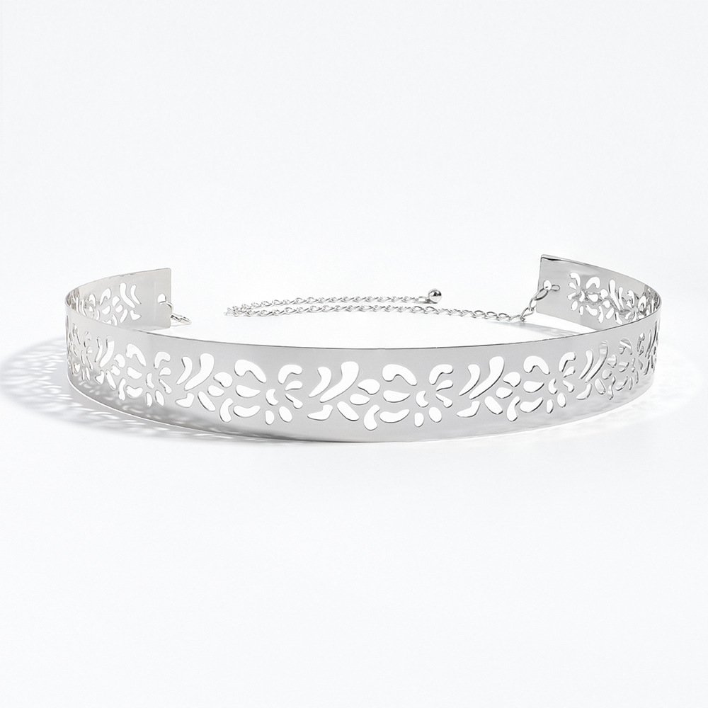 Women's Fashion Belt Gold Silver Mirror Chain Metal Waist Belt Stylish Accessory For Ladies