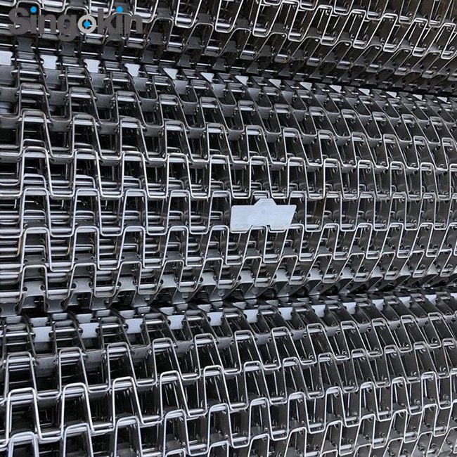 Metal Stainless Steel 304 Great Wall Honeycomb Flat Strip Wire Mesh Conveyor Belt Welded / Lock Edge Matching Gears