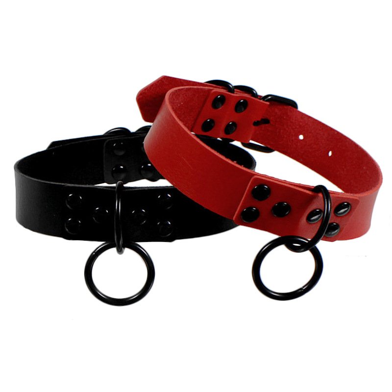 Women &Man Punk Gothic Sexy Rivet Alternative Metal Slave PU Leather Collar Traction Belt BDSM Bondage Choker Necklace