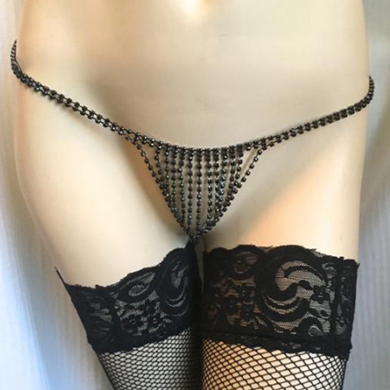 On Sale Dees Jewellery sexy bikini women thong panties body chain hip body chain for women girls rhinestones body chain
