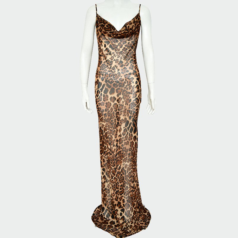 NEW STOCK Animal Print Women Dress Summer Maxi Dress Backless Beachwear Outfits