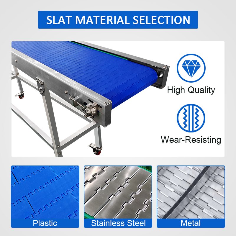 Large Table Top Flexible Slat Standard Belt Modular Plastic Link Module Chain Plate Conveyor