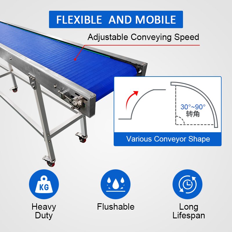 Large Table Top Flexible Slat Standard Belt Modular Plastic Link Module Chain Plate Conveyor